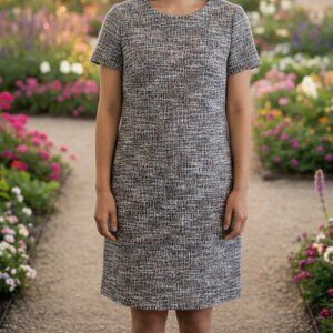 Calvin Klein Women Multicolored Tweed Sheath Dress Sz 10 Business Chic Preppy